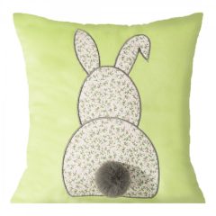 Díszpárnahuzat nyuszis zöld, bársony 40x40