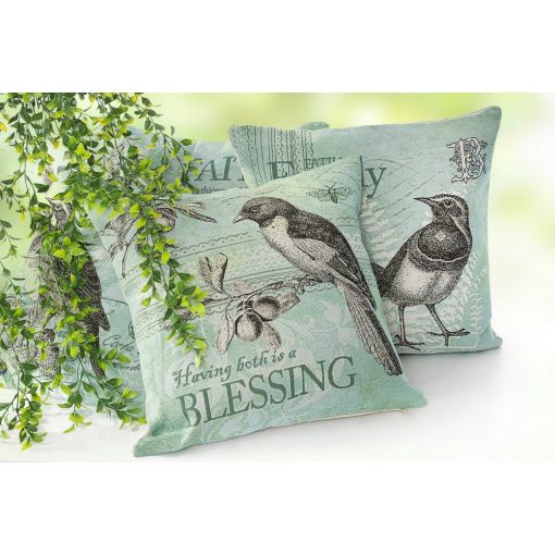 Díszpárnahuzat 45x45 madár mintás, gobelin