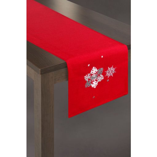 Asztali futó karácsonyi, piros/ezüst  33x140