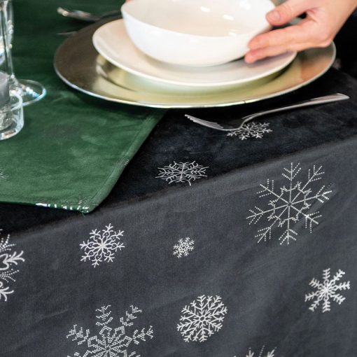 Asztalterítő karácsonyi, fekete140x180, bársony