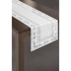 Asztali futó karácsonyi, ezüst/fehér 40x140